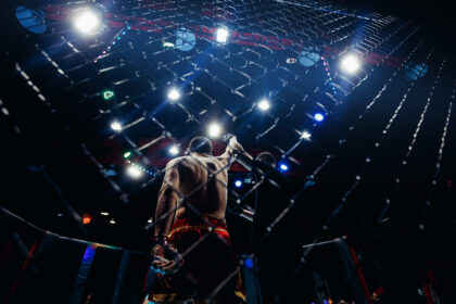 Victory boxer battles without MMA boxing rules. hign contrast an